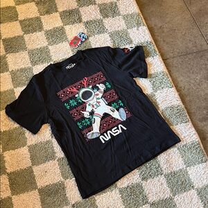 NASA Black Christmas Graphic T-Shirt